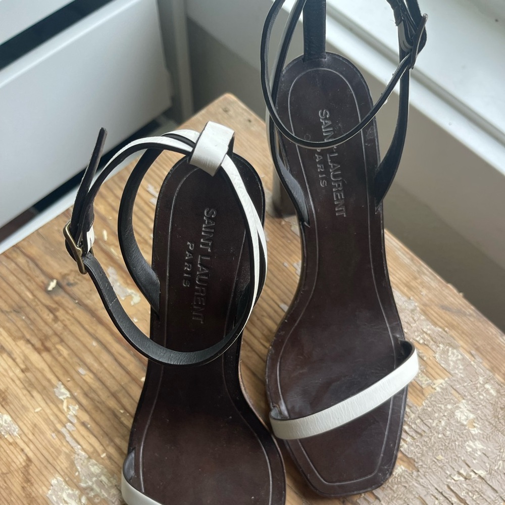 YSL Heels, wood block heel.